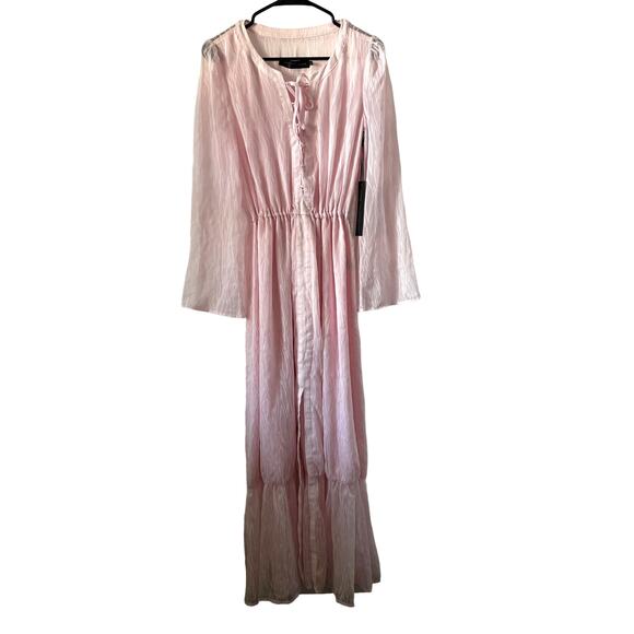 NEW House of Harlow 1960 Hannah Maxi Dress Womens X Small Pink Chiffon Prairie - Picture 1 of 8